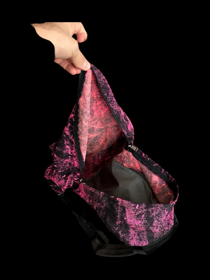 Mochila Eastpak 90’s lavagem ácida neon rosa e preta Y2K muito rara - Imagem 4 de 4