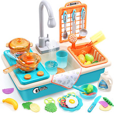 Juega juguetes para el fregadero de la cocina con un grifo real mejorado