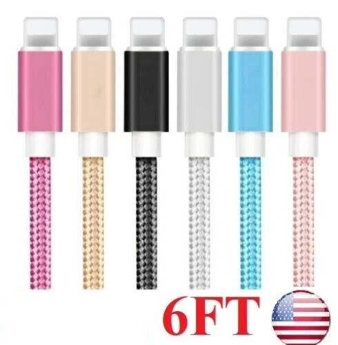 6ft Braided Cable Cord  For iPhone , USB C  Charger Charging Heavy Duty Android - Image 2 of 4