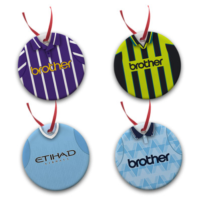 Manchester Retro Shirt Christbaumschmuck Kugeln Keramik Man City 4er Pack