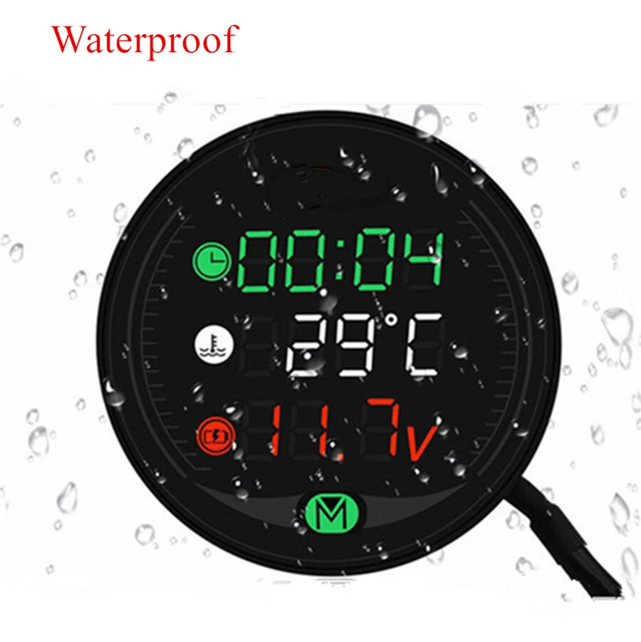 Reloj Voltímetro Medidor de Temperatura de Agua 12V LED Digital ATV Moto con Adaptador de 22mm Foto 4 de 4