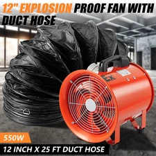 12" Explosion Proof Fan 2719 CFM High Velocity Ventilator with 25Ft Duct Hose