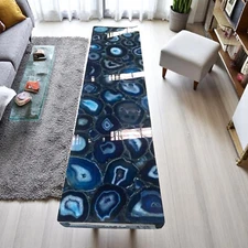 Rectangle Blue Agate Stone Luxury Bar Cafeteria Top Modern Dining & Center Table