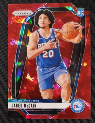 2025 Panini Prizm Jared Mccain Red Cracked Ice Prizm SSP Rookie