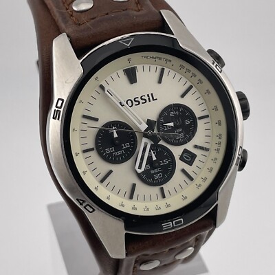 Fossil Coachman Watch CH2890 Mens Chronograph 44mm Case Brown Bund Strap Quartz