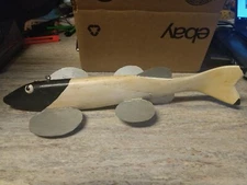 1940s Vintage Spearing 11.5" Ice Fishing Decoy Folk Art Minnesota 