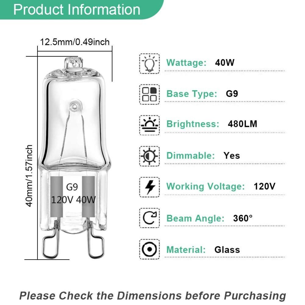 Light Bulb 120V T4 Warm White 2700K 2 Pin Base G9 Halogen Light Bulbs
