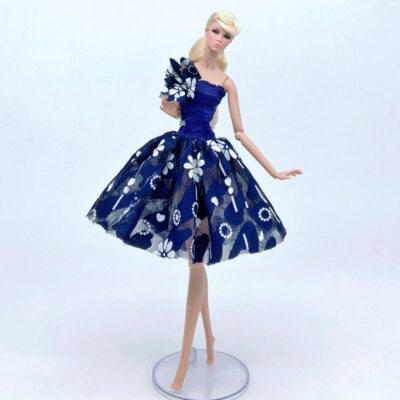 Blue Floral Flower Tutu Dress Fashion Doll Clothes For 11.5'' Doll Outfits 1/6