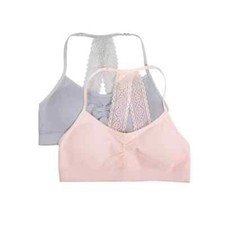 Wonder Nation Girls size 36 Seamless Lace Bralette, 2-Pack, color Pink , gray