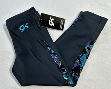 New GK Elite CAPRI LEGGINGS Gymnastics BLACK BLUE Leotard PANTS Girl Tights AS