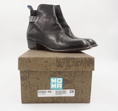 MOMA Damen Stiefel Chelsea Boots Fox Nero GR 39 schwarz Leder Blockabsatz B39