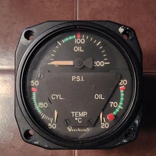 Beechcraft Garwin Triple Gauge 22-804-021-A,  sn 39885