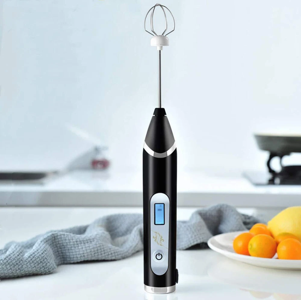 Milk Frother Handheld USB Rechargeable LCD Electric Milk Frother Adjustable 3...