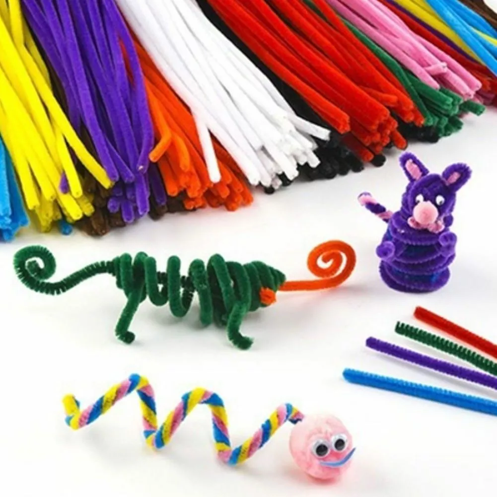 100pcs Multi-colored Plush Chenille Stems Pipe Cleaners DIY Education Toy A+