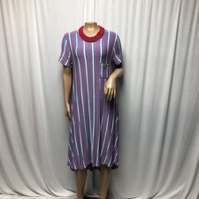 LuLaRoe Shirt Dress Womens Sz Small Blue Red Stripe High Low Short Sleeve Casual