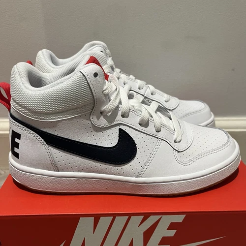 Nike Court Borough Mid (GS) Youth UK taglia 6 nuove con scatola bianco rosso blu