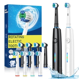 Pro Rotating Electric Toothbrush Rechargeable With 4 Brush Heads & 5 Modes Timer