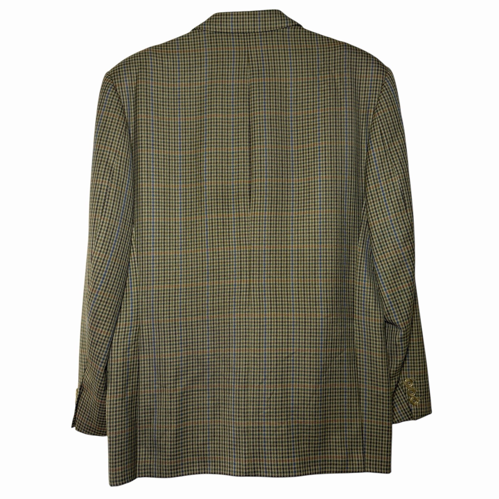 VTG DAKS London Mens Olive 100percent Wool Tweed British Check Blazer US 40R Old Money image 3
