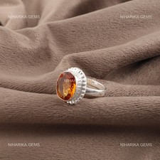 Oval Citrine Stone 925 Sterling Silver Solitaire Unique Statement Ring Jewelry