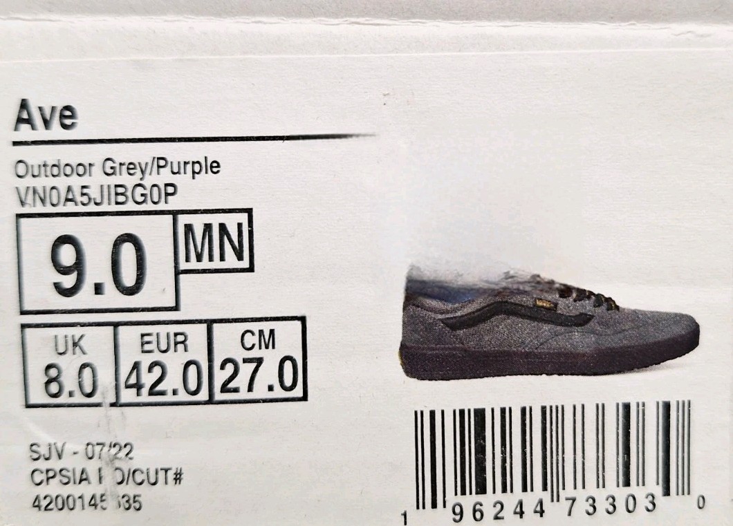 Vans AVE Pro Outdoor Grey Purple Suede Men Size 9 Rare  display picture 1