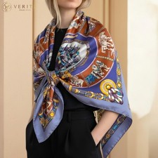 RARE VINTAGE HERMES Silk Scarf "Chevaux de Trait" Carre 90