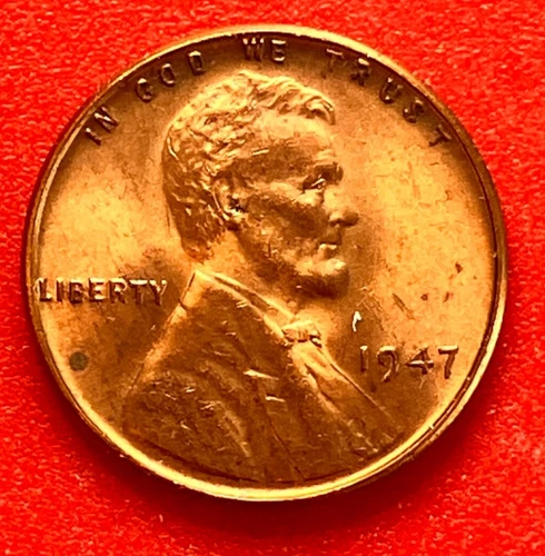1947-P Lincoln Wheat Cent Penny GEM RED BU From an Original Bank Roll