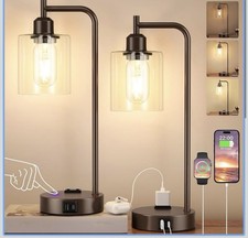 Industrial Touch Table Lamps for Bedrooms Set of 2 - 3-Way Dimmable Nightstan...