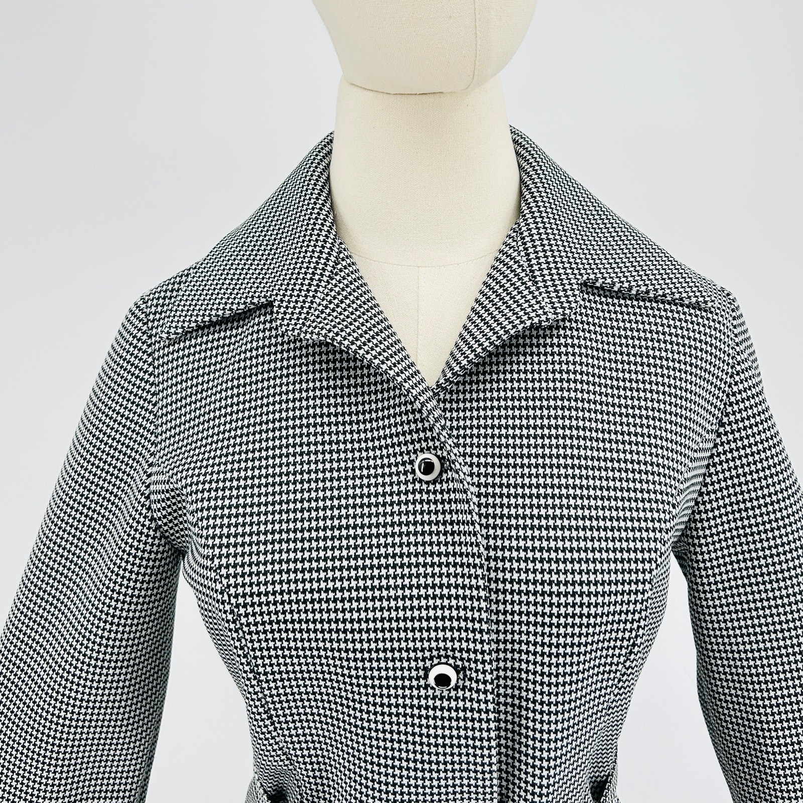 Vintage 60s Jo Lester Houndstooth Black White Mod… - image 2