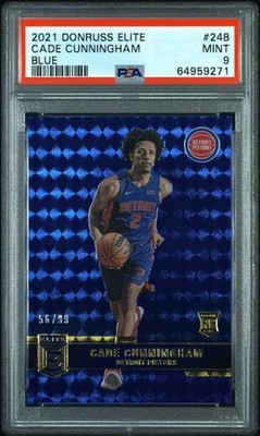2021-22 Donruss Elite CADE CUNNINGHAM Rookie BLUE 56/99 #248 PSA 9 Mint Pistons