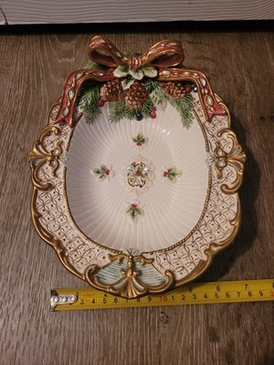 Christmas- FITZ AND FLOYD  Florentine 10'' Oval * GORGEOUS * Serving Bowl