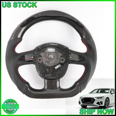 True Carbon fiber Flat Customized Sport LED Steering Wheel For Audi A4 A5 04-12