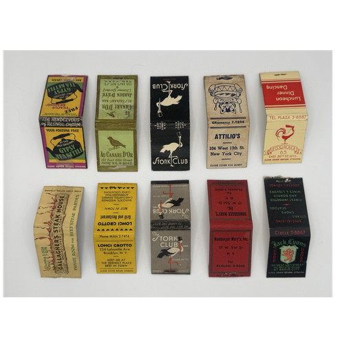 Vintage NYC Restaurant & Club Matchbooks Lot incl. Stork Club Gypsy Tea Kettle
