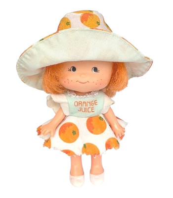 Strawberry Shortcake Style ORANGE JUICE 5'' Puppe ~ Vintage 1980er Bue Box Puppen