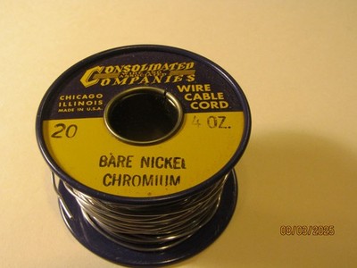 Vintage Consolidated Company Bare Nickel Chromium Electronic Wire 20 4 oz Roll