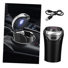 Car Ashtray with Lid, Detachable USB Rechargeable Auto Cigarette Lighter Silver
