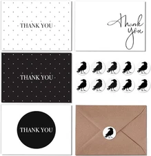 Thank You Cards, Envelopes & Stickers, 4 x 6 Inch, 100 Pack