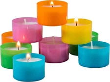 48 Pack Multicolor Unscented Tea Light Candles - 6 to 7 Hour Burn Time