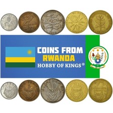 Rwanda | 5 Coin Set | 1 Franc 5 10 20 50 Francs | 1974 - 1987