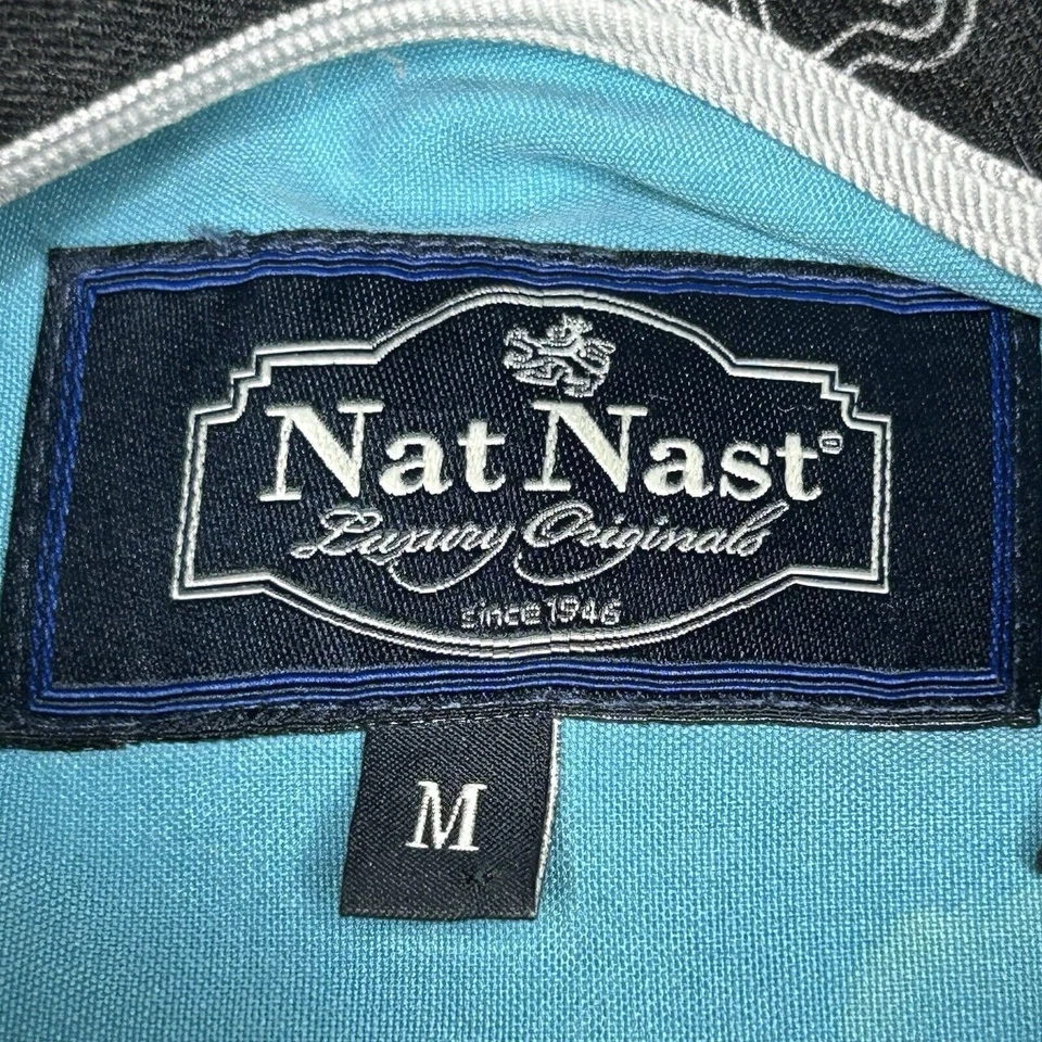 Nat Nast Shirt Mens Medium Silk Wool Blend Black Music Print Band Lounge Party M - Image 4 of 4