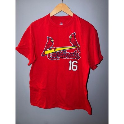 Majestic Mens St Louis Cardinals Kolten Wong 16 Red Graphic T-Shirt Large