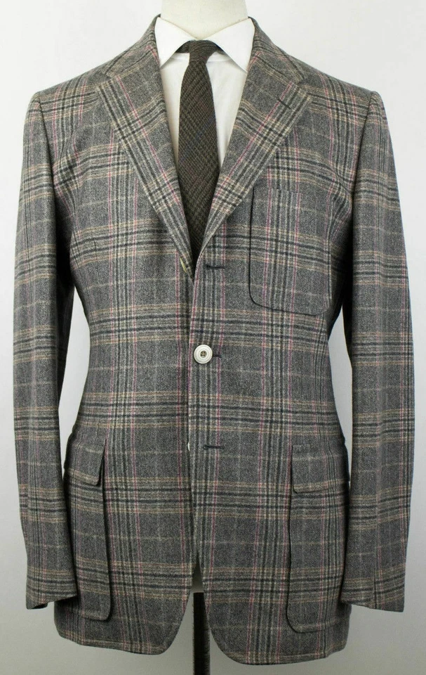 New D'AVENZA Gray Cashmere-Wool 3 Roll 2 Button Sport Coat 50/40 R Drop 7 - Image 2 of 4