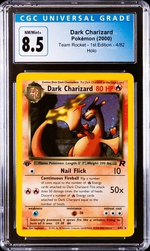 2000 POKEMON TEAM ROCKET 1ST EDITION #4 DARK CHARIZARD CGC 8.5