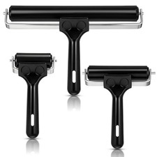 3 Pack Brayer Rollers for Crafting, Rubber Printmaking Brayers, Hard Black