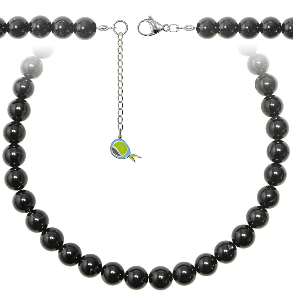 Collier en onyx noir 43 cm le bijou en pierre naturelle anti jaunissement