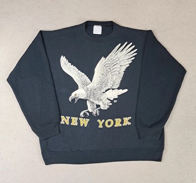 Tultex Pullover Crewneck Sweat Vintage 1990 Made in Usa Printed Eagle New Yor