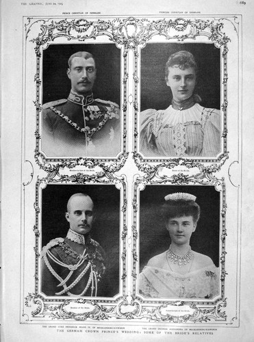 Original Old Antique Print 1905 German Prince Wedding Alexandra Berlin Cecilie