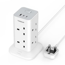Tower Extension Lead with USB C Slots 8 Way Plug Extension Socket with Switch