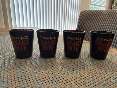 Yukon Jack SNAKE BITE Black Shot Glasses Shot glass Vintage Libbey Set Of 4