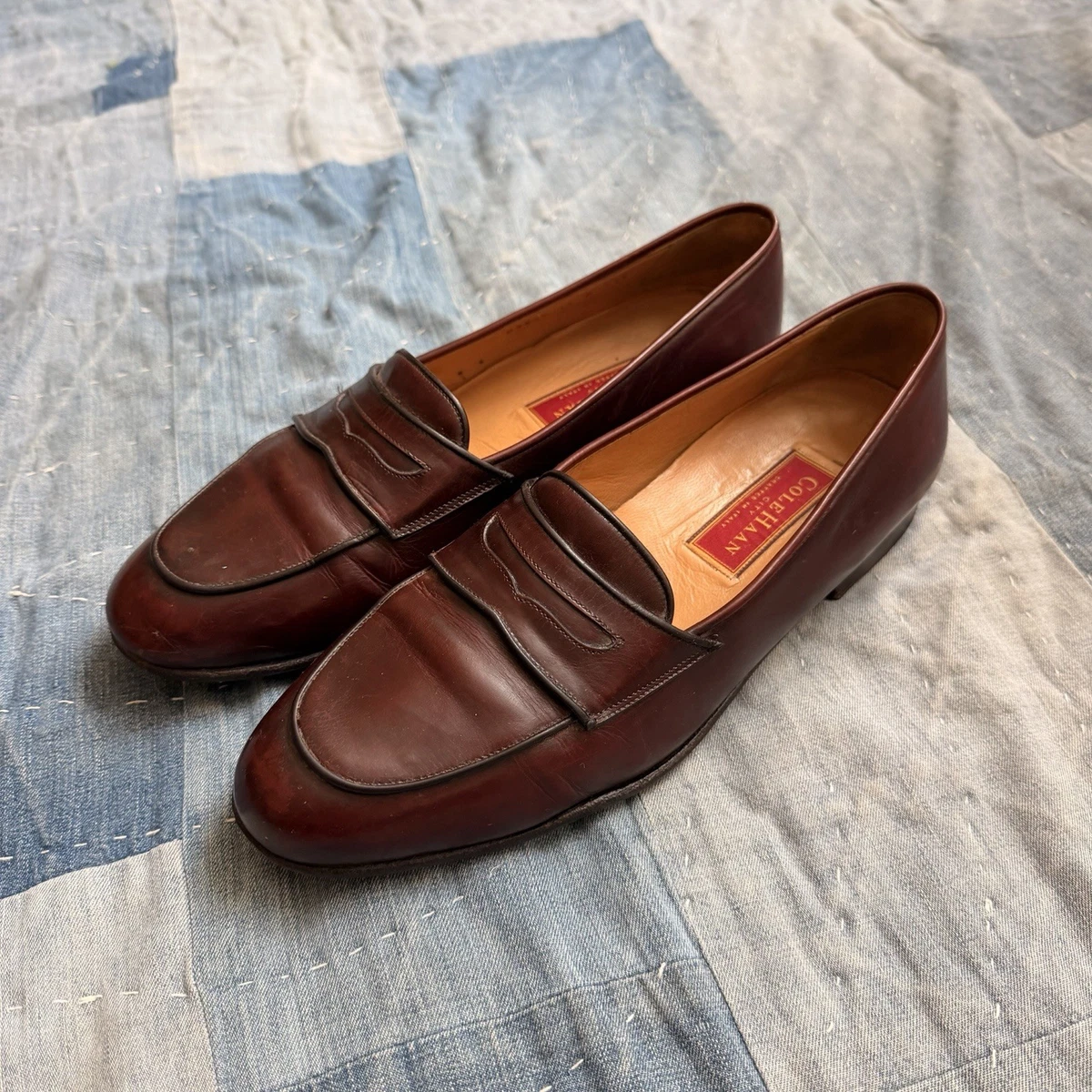 VTG Cole Haan City Cap Toe Oxford Shoes Burgundy Oxblood Leather Mens 9.5 D Men main image 2