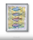 Original Four Fish Yellow Painting By Alannah Dyer- Acrylic 8.5x11 in. Fishing — photo 1